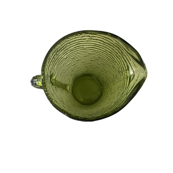 Vintage Anchor Hocking Soreno avocado green MCM bark pattern 26oz glass pitcher - Picture 3 of 6